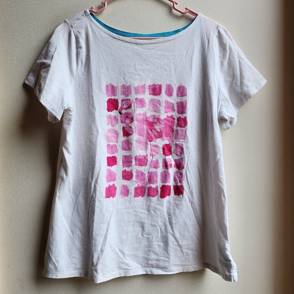 Rafaella Weekend Pink Flamingo Scoop Neck T-Shirt Size 1X